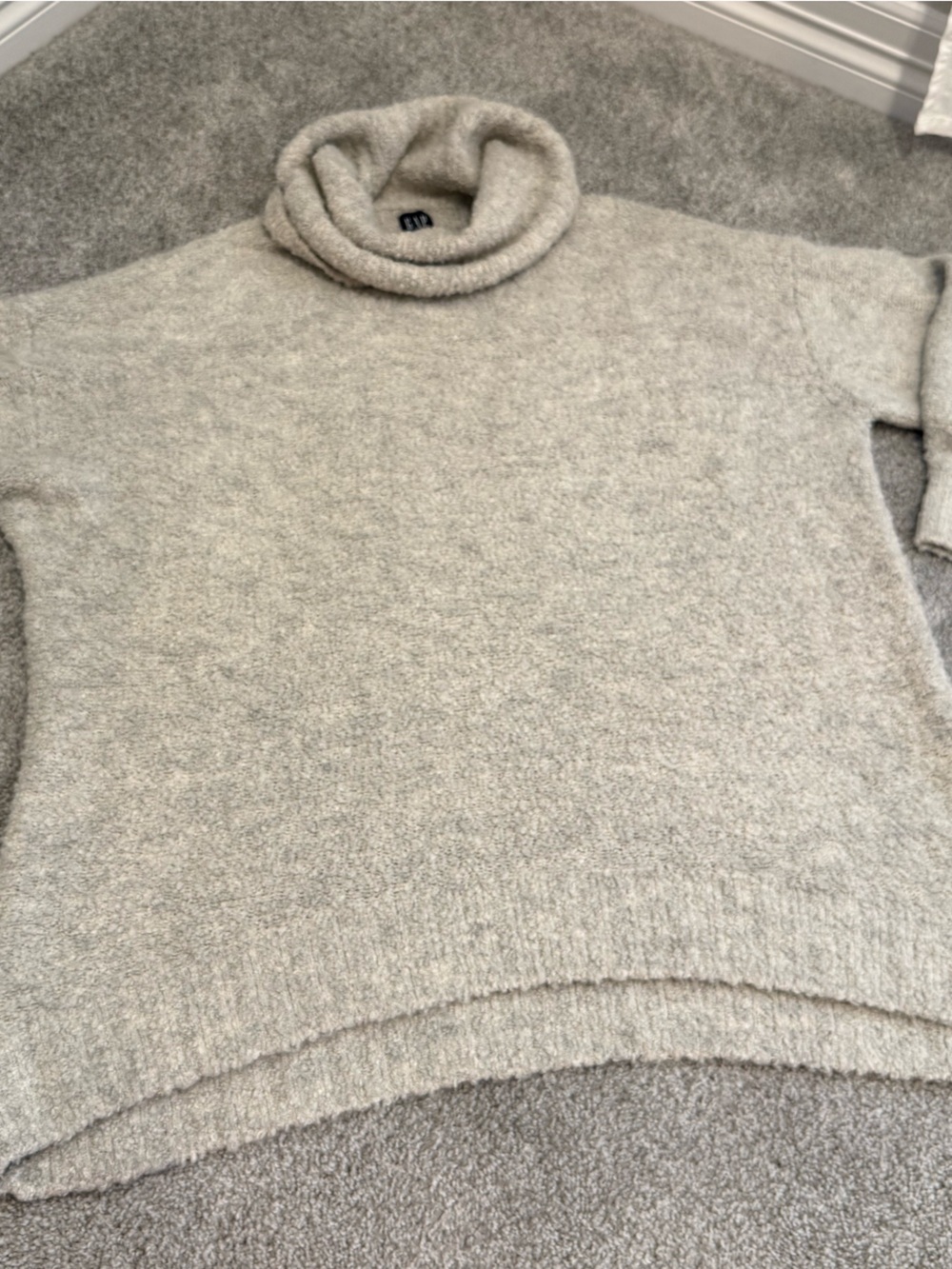 Gap XL Tall Merino Wool Blend Boucle Turtleneck Tunic Sweater Gray